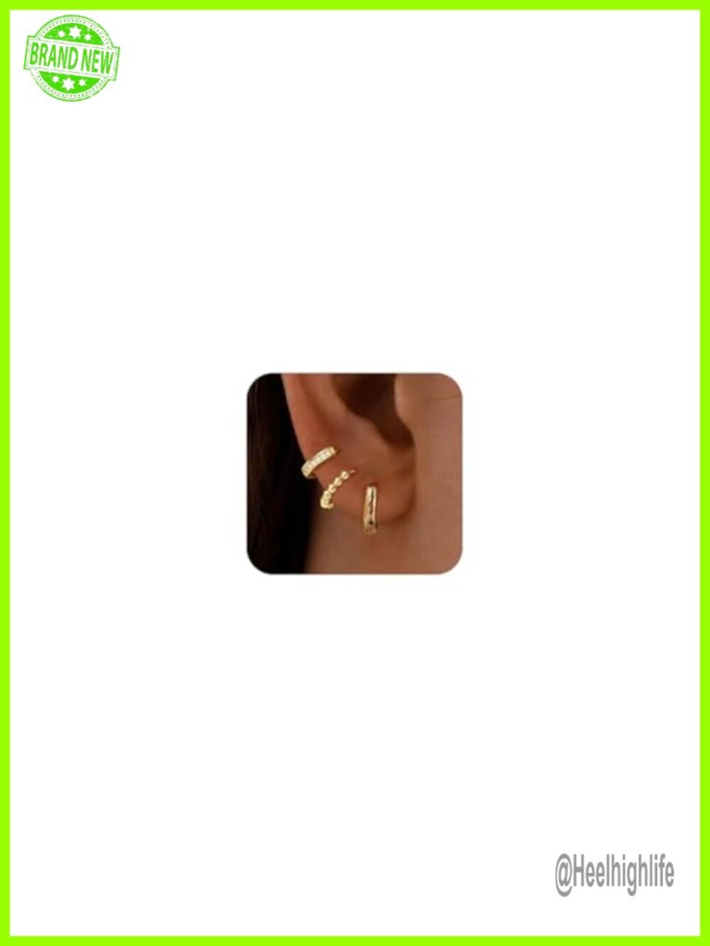 14K Gold Plated Hoop Earrings Cubic Zirconia Huggie Set